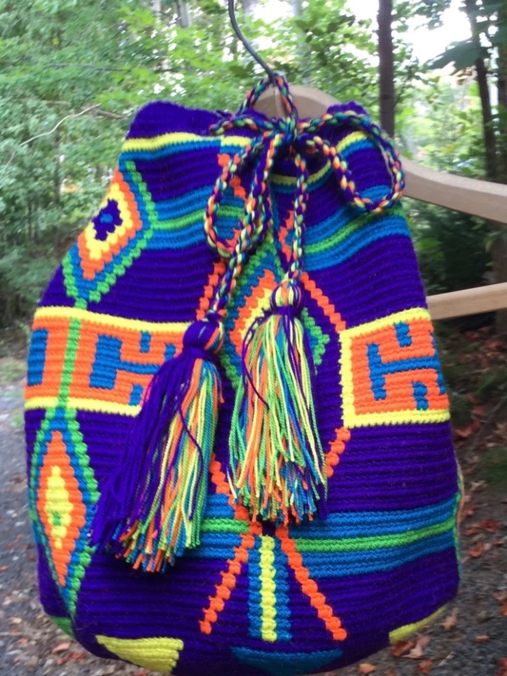 VINTAGE 90s NEON RAINBOW CROCHET POUCH BAG | Hippie Festival Boho Clutch Pouch